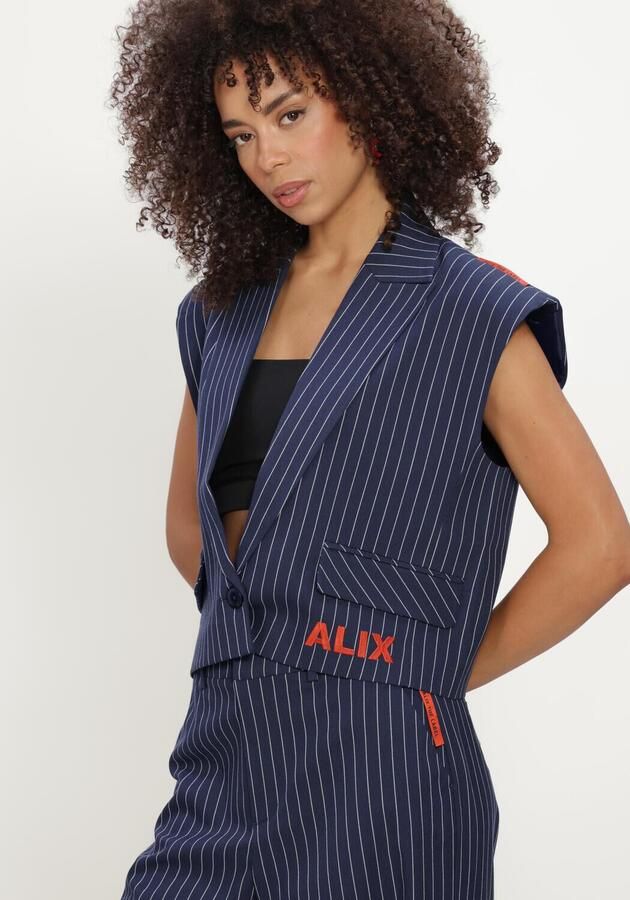 ALIX THE LABEL Dames Blazers Ladies Woven Striped Waistcoat Donkerblauw - Foto 4