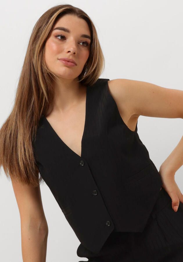 ALIX THE LABEL Dames Blazers Ladies Woven Stripy Waistcoat Zwart - Foto 4