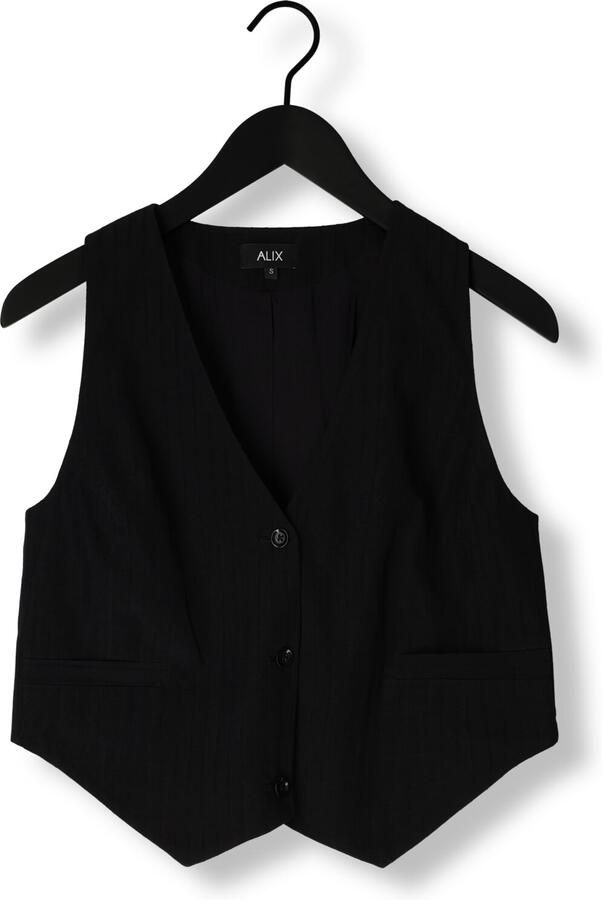 ALIX THE LABEL Dames Blazers Ladies Woven Stripy Waistcoat Zwart - Foto 3