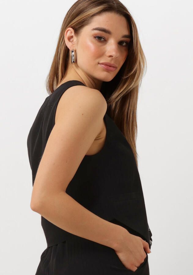 ALIX THE LABEL Dames Blazers Ladies Woven Stripy Waistcoat Zwart