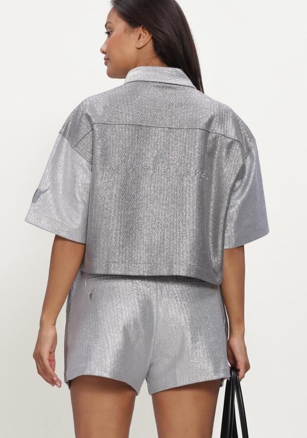 ALIX THE LABEL Dames Blouses Ladies Knitted Foil Cropped Blouse Zilver - Foto 3