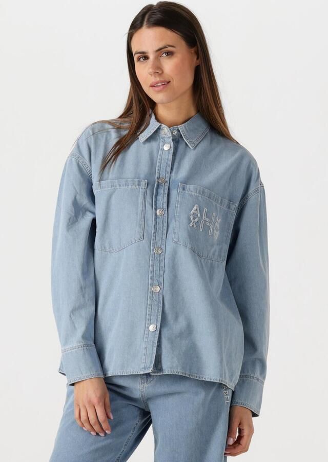 ALIX THE LABEL Dames Blouses Ladies Woven Chambray Peplum Denim Blouse Blauw - Foto 4