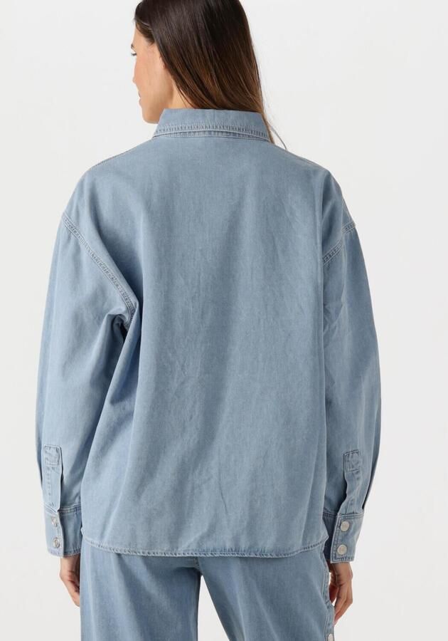 ALIX THE LABEL Dames Blouses Ladies Woven Chambray Peplum Denim Blouse Blauw - Foto 3