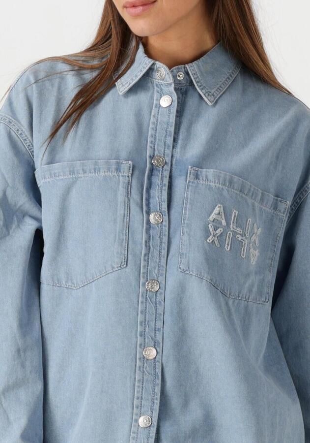 ALIX THE LABEL Dames Blouses Ladies Woven Chambray Peplum Denim Blouse Blauw - Foto 2