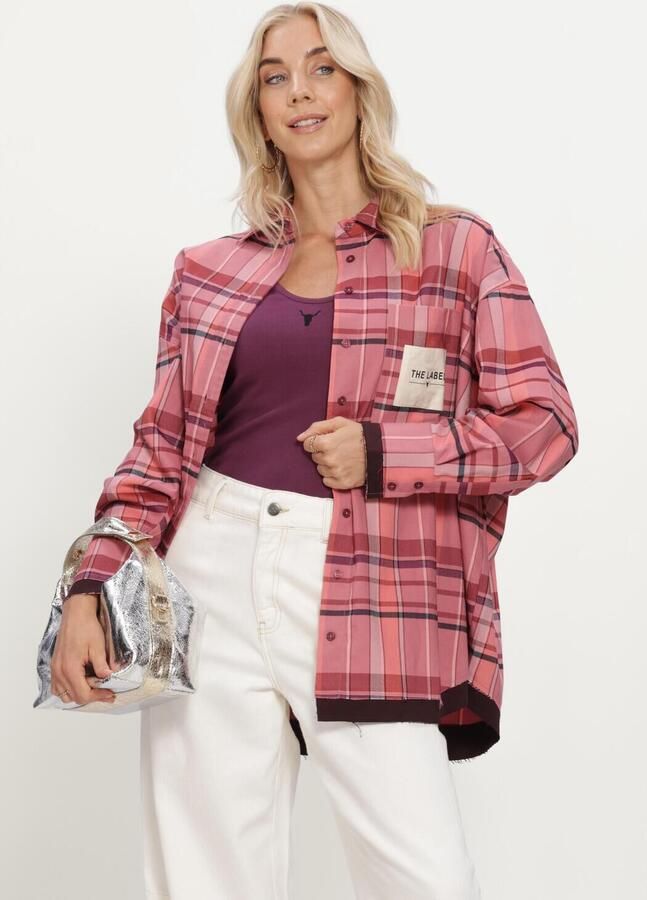 ALIX THE LABEL Dames Blouses Ladies Woven Check Blouse Roze