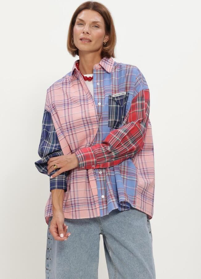 ALIX THE LABEL Dames Blouses Ladies Woven Check Mix Blouse Multi