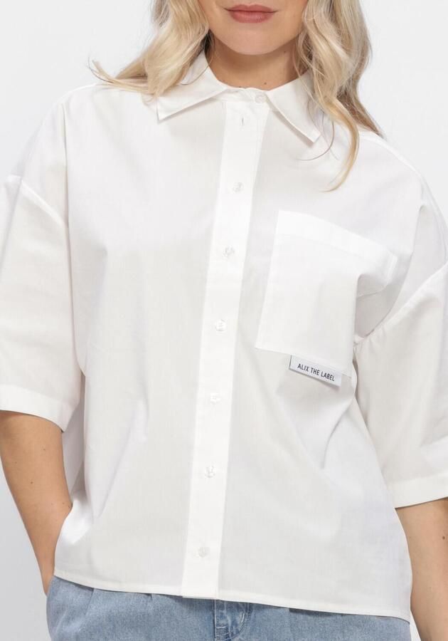 ALIX THE LABEL Dames Blouses Ladies Woven Clean Poplin Shortsleeve Blouse Wit - Foto 4
