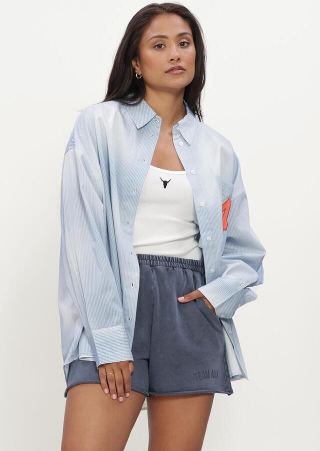 ALIX THE LABEL Dames Blouses Ladies Woven Faded Stripe Blouse Lichtblauw