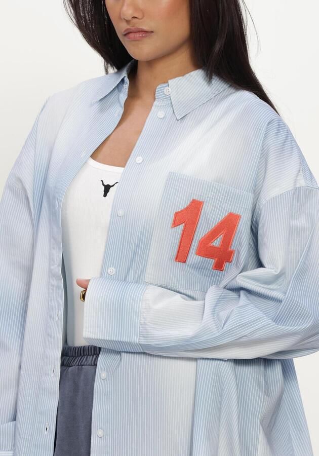 ALIX THE LABEL Dames Blouses Ladies Woven Faded Stripe Blouse Lichtblauw - Foto 4