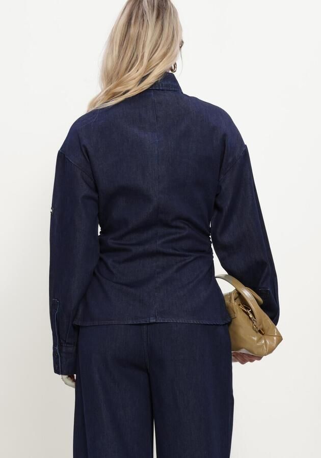 ALIX THE LABEL Dames Blouses Ladies Woven Fitted Waist Denim Blouse Donkerblauw - Foto 2