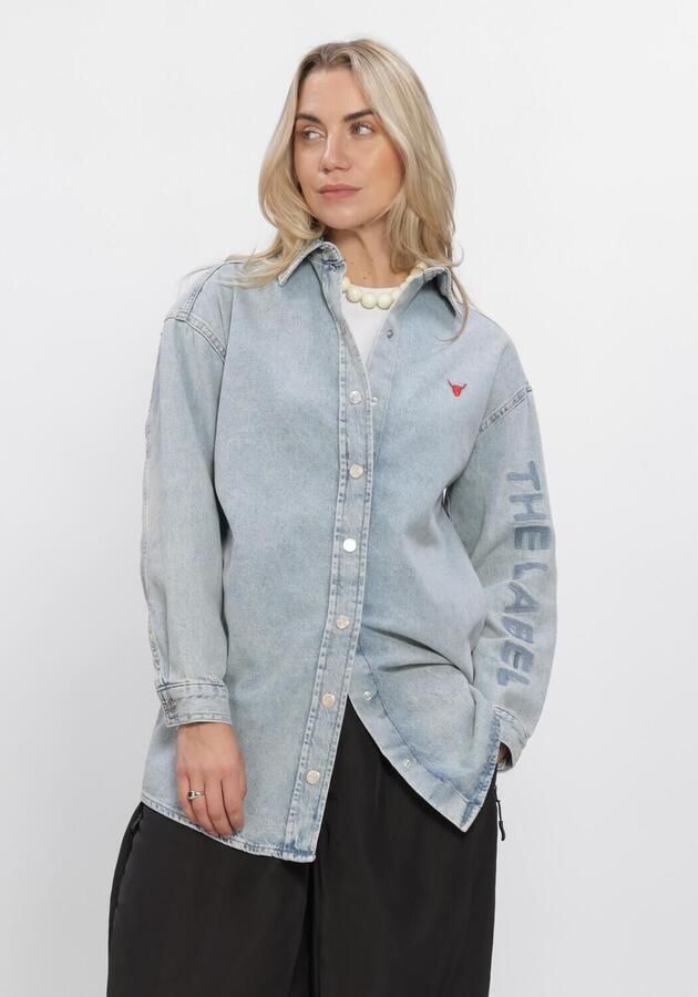 ALIX THE LABEL Dames Blouses Ladies Woven Flowy Denim Oversized Blouse Lichtblauw