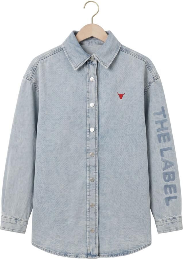 ALIX THE LABEL Dames Blouses Ladies Woven Flowy Denim Oversized Blouse Lichtblauw - Foto 2