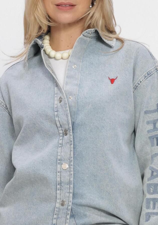 ALIX THE LABEL Dames Blouses Ladies Woven Flowy Denim Oversized Blouse Lichtblauw - Foto 4