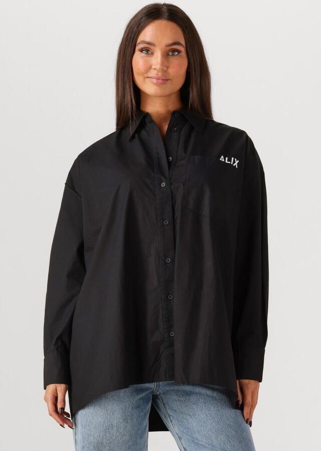ALIX THE LABEL Dames Blouses Ladies Woven Oversized Poplin Blouse Zwart - Foto 4