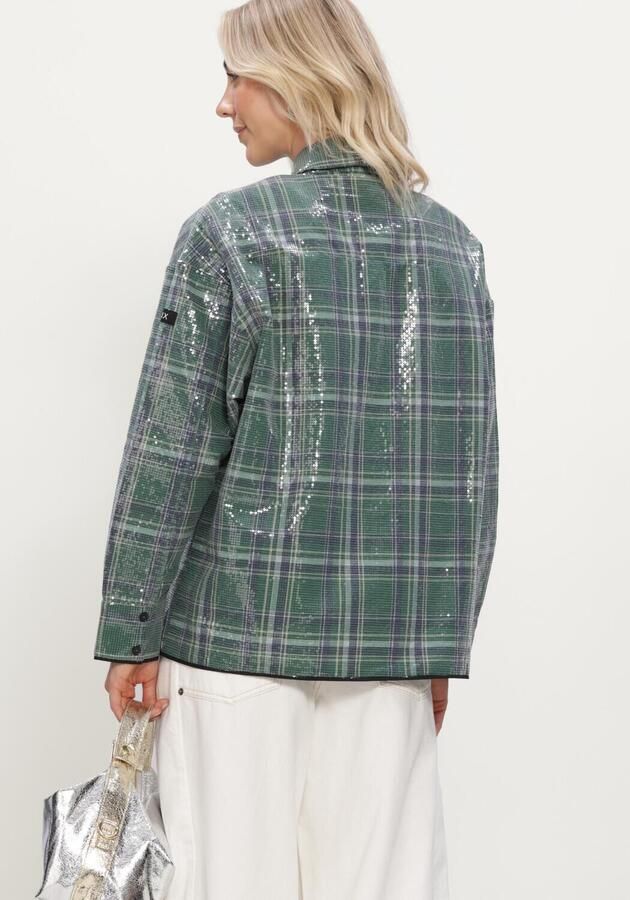 ALIX THE LABEL Dames Blouses Ladies Woven Sequins Check Blouse Groen - Foto 2