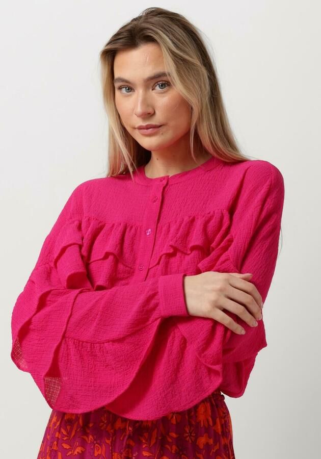 ALIX THE LABEL Dames Blouses Ladies Woven Structured Chiffon Ruffle Blouse Roze - Foto 4