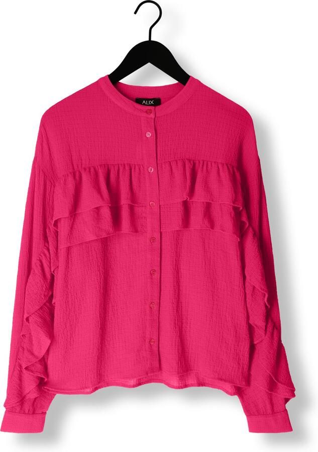 ALIX THE LABEL Dames Blouses Ladies Woven Structured Chiffon Ruffle Blouse Roze