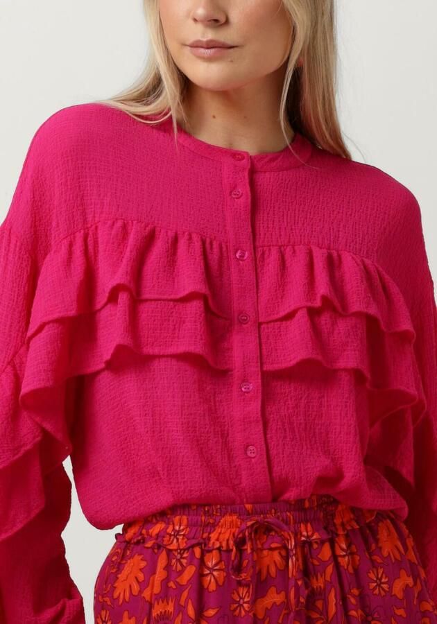 ALIX THE LABEL Dames Blouses Ladies Woven Structured Chiffon Ruffle Blouse Roze - Foto 3