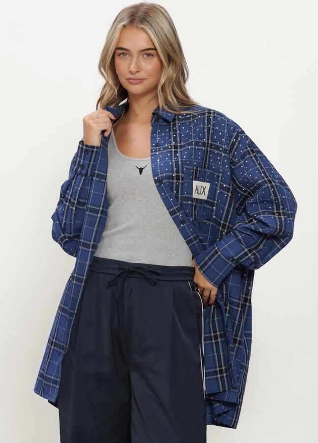 ALIX THE LABEL Dames Blouses Ladies Woven Studded Check Blouse Dress Blauw
