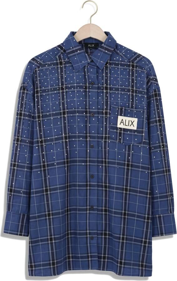 ALIX THE LABEL Dames Blouses Ladies Woven Studded Check Blouse Dress Blauw - Foto 4