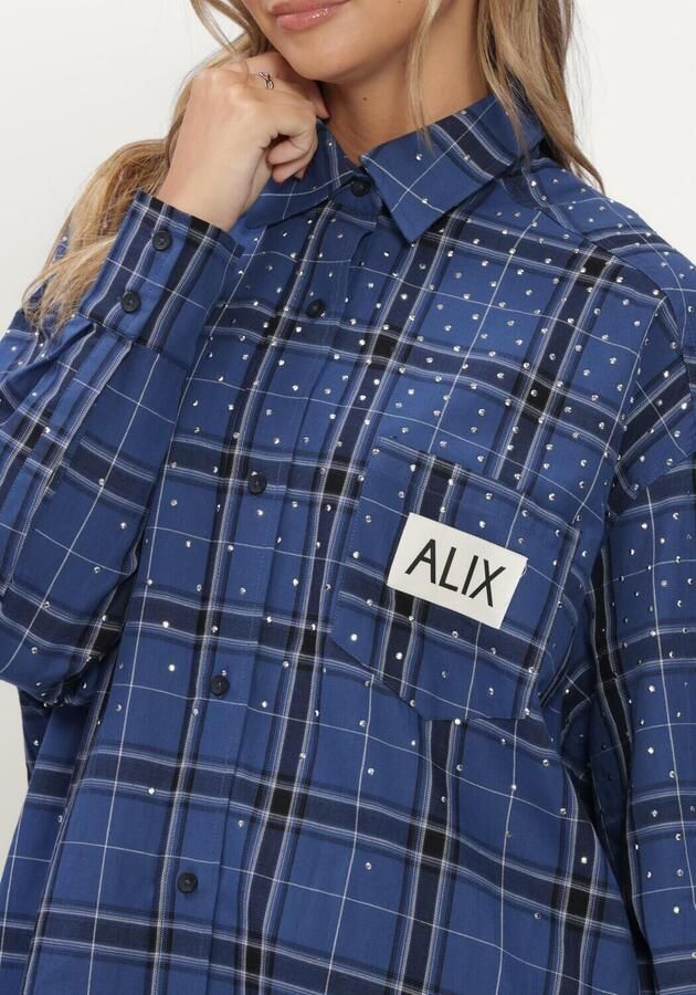 ALIX THE LABEL Dames Blouses Ladies Woven Studded Check Blouse Dress Blauw - Foto 3