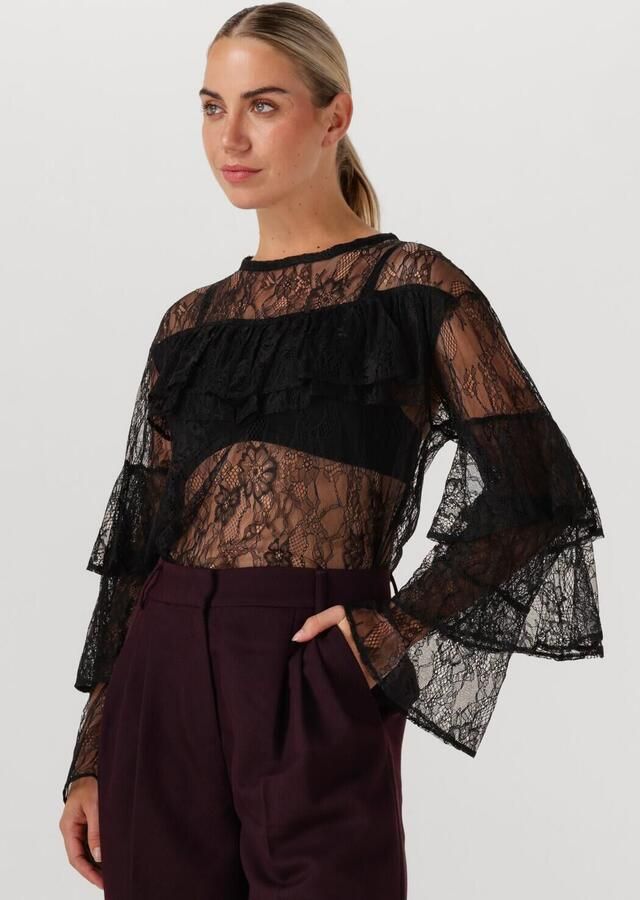 ALIX THE LABEL Dames Blouses Ruffle Lace Top Zwart - Foto 4