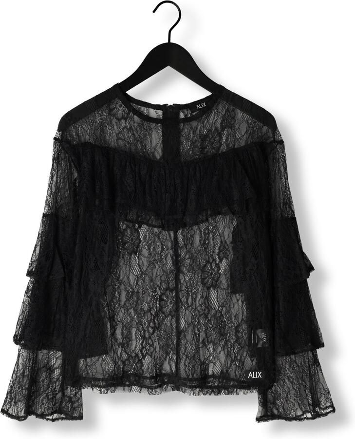 ALIX THE LABEL Dames Blouses Ruffle Lace Top Zwart