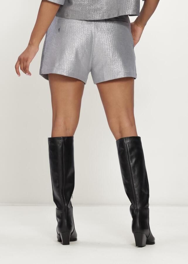 Alix the Label straight leg regular waist casual short met glitters grijs