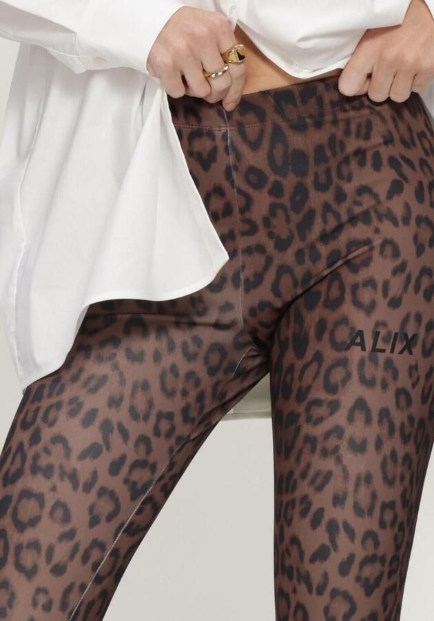 ALIX THE LABEL Dames Broeken Ladies Knitted Leopard Legging Bruin - Foto 3