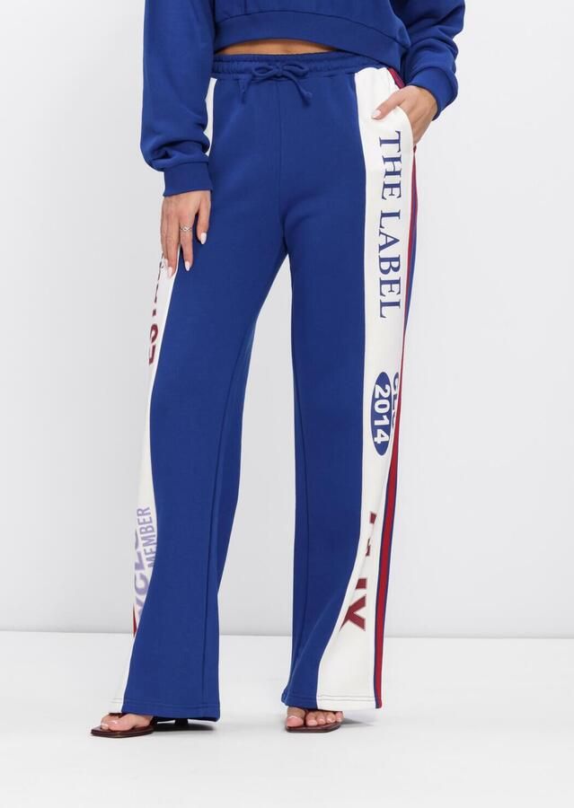 ALIX THE LABEL Dames Broeken Ladies Knitted Logo Tape Pants Blauw