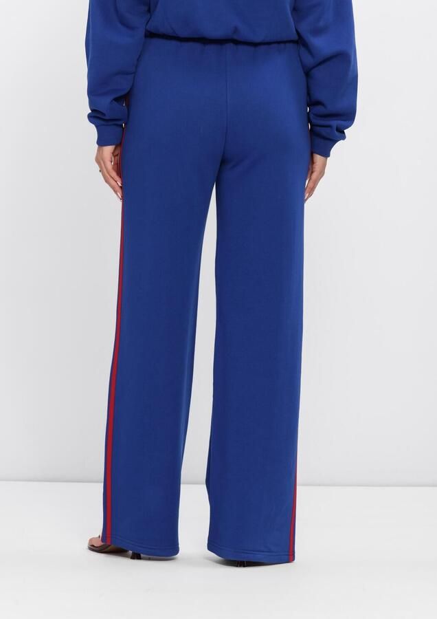 ALIX THE LABEL Dames Broeken Ladies Knitted Logo Tape Pants Blauw - Foto 2
