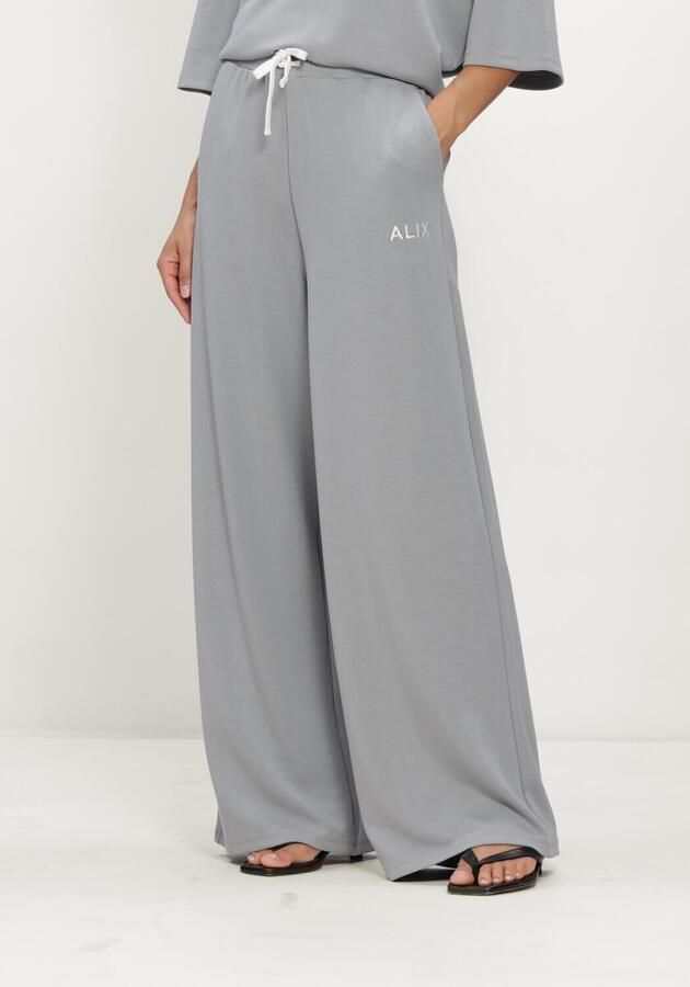 ALIX THE LABEL Dames Broeken Ladies Knitted Scuba Wide Leg Pants Lichtgrijs