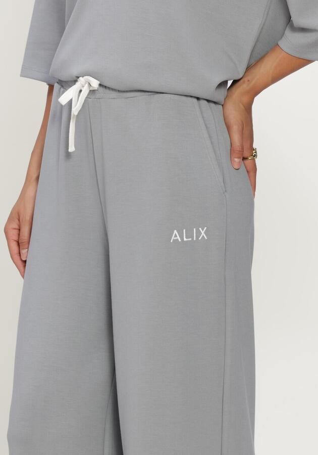 ALIX THE LABEL Dames Broeken Ladies Knitted Scuba Wide Leg Pants Lichtgrijs - Foto 3