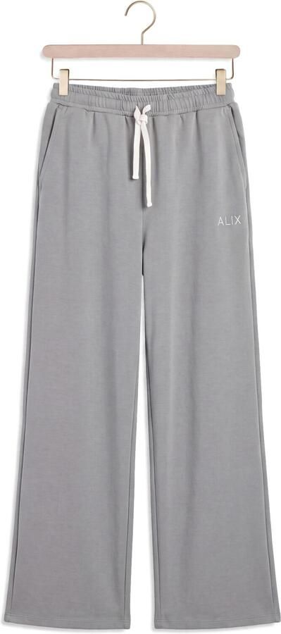 ALIX THE LABEL Dames Broeken Ladies Knitted Scuba Wide Leg Pants Lichtgrijs - Foto 4
