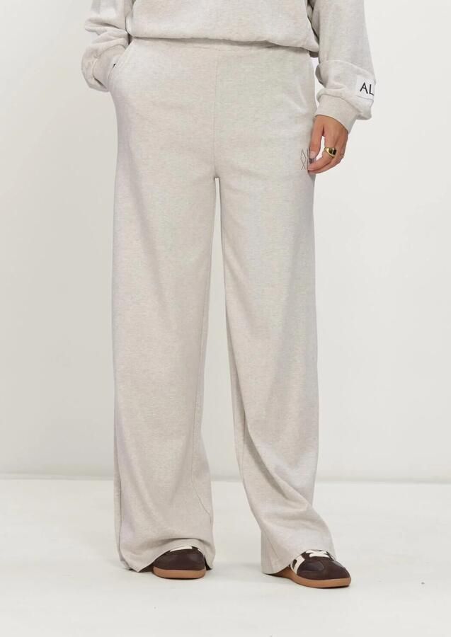 ALIX THE LABEL Dames Broeken Ladies Knitted Wide Leg Pants Lichtgrijs