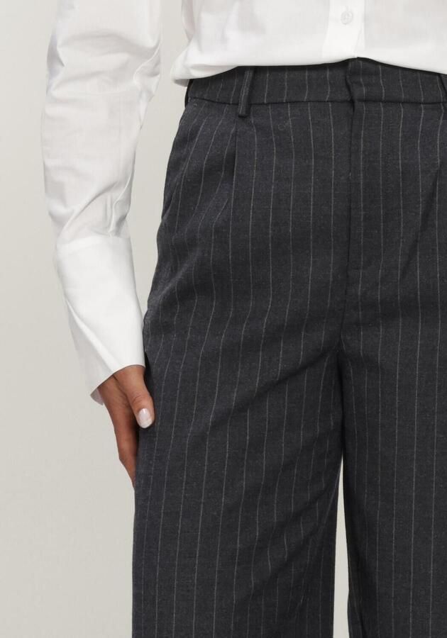ALIX THE LABEL Dames Broeken Ladies Woven Big Stripe Pants Donkergrijs - Foto 3
