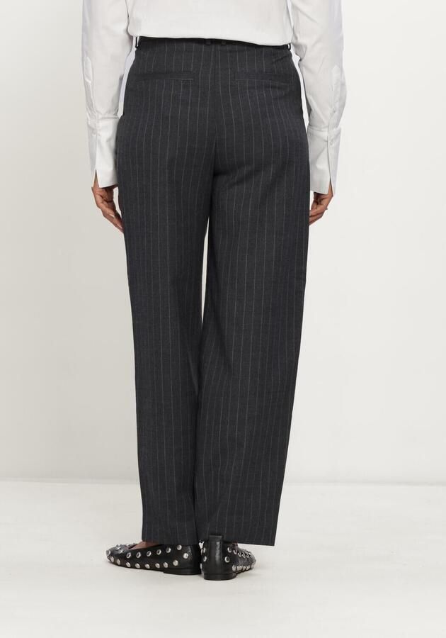 ALIX THE LABEL Dames Broeken Ladies Woven Big Stripe Pants Donkergrijs - Foto 2