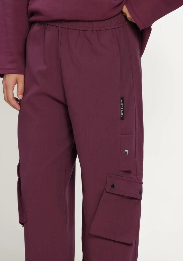 ALIX THE LABEL Dames Broeken Ladies Woven Cargo Pants Bordeaux - Foto 3