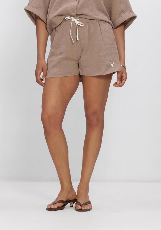 ALIX THE LABEL Dames Broeken Ladies Woven Crinkle Shorts Zand