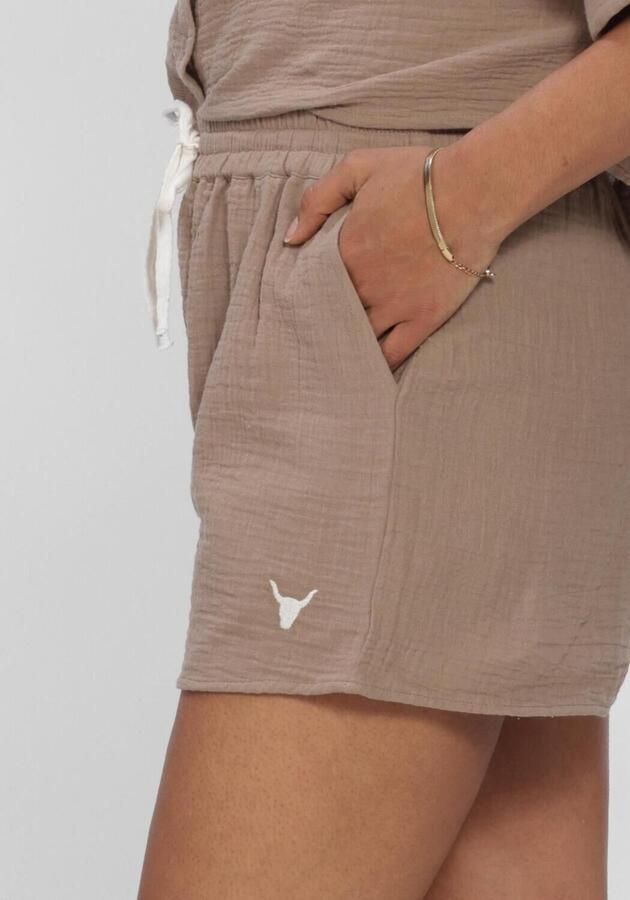 ALIX THE LABEL Dames Broeken Ladies Woven Crinkle Shorts Zand - Foto 3