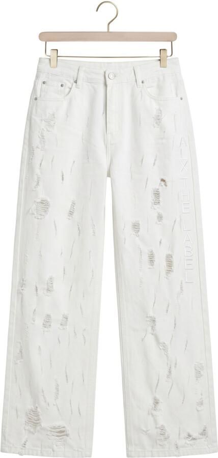 ALIX THE LABEL Dames Broeken Ladies Woven Damaged Denim Pants Wit - Foto 4