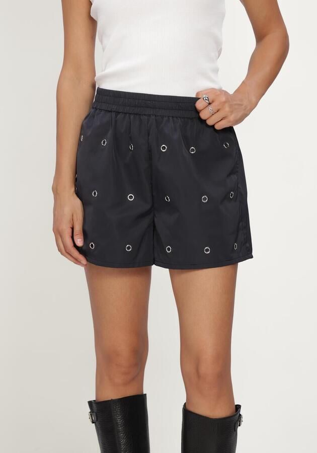 ALIX THE LABEL Dames Broeken Ladies Woven Eyelet Shorts Donkerblauw - Foto 4