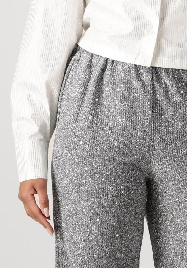 Alix the Label wide leg high waist broek zilver met pailletten - Foto 2