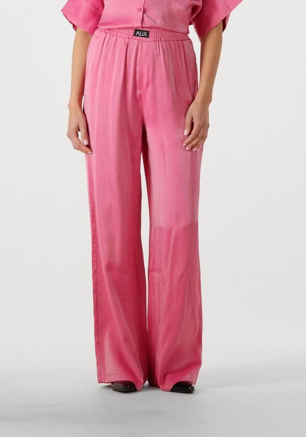 ALIX THE LABEL Dames Broeken Ladies Woven Shine Wide Leg Pants Roze - Foto 4