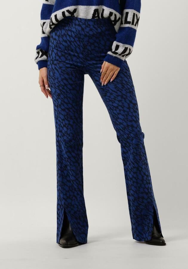 ALIX THE LABEL Dames Broeken Ladies Woven Sketchy Animal Flared Pants Blauw - Foto 4