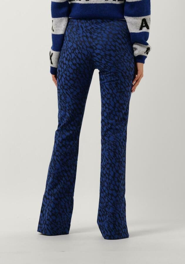 ALIX THE LABEL Dames Broeken Ladies Woven Sketchy Animal Flared Pants Blauw