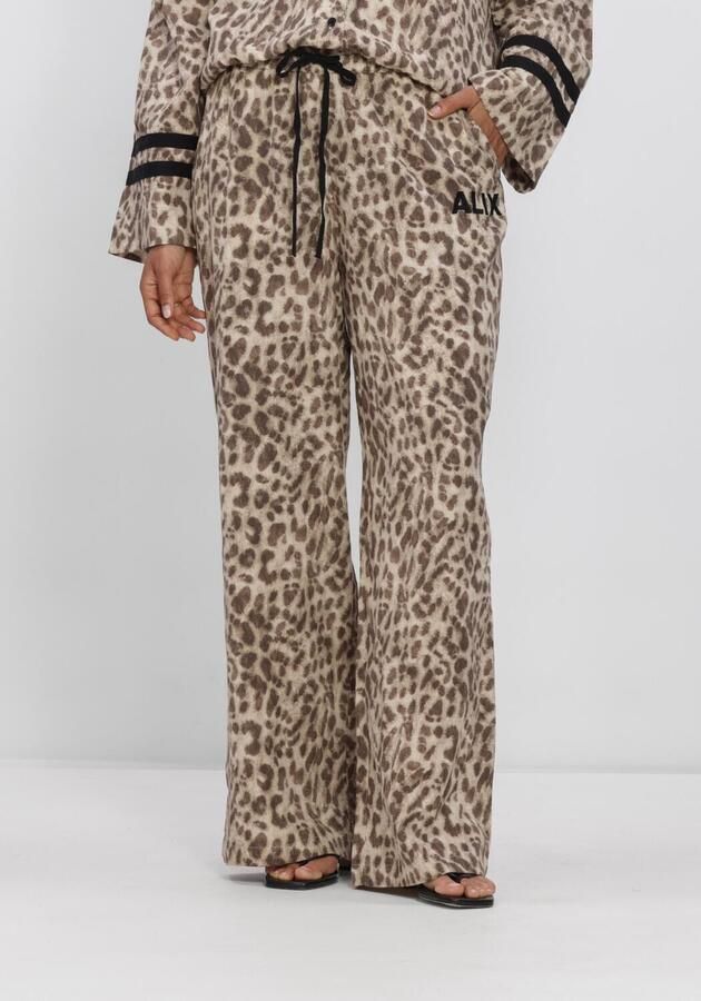 Alix the Label wide leg high waist casual broek met dierenprint bruin