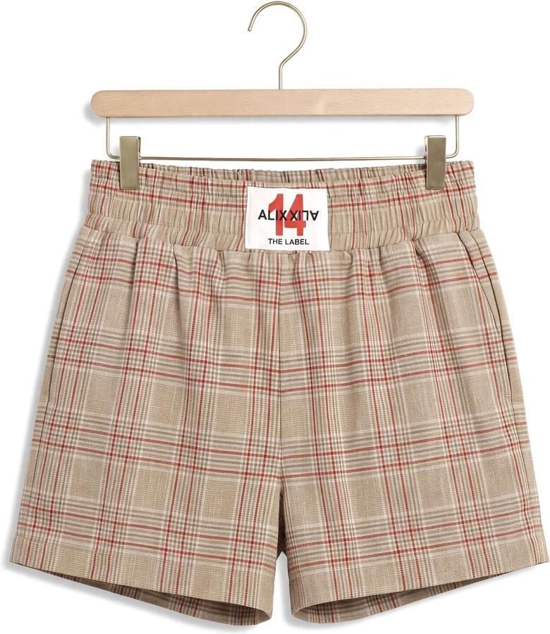 ALIX THE LABEL Dames Broeken Ladies Woven Sporty Check Shorts Beige - Foto 2
