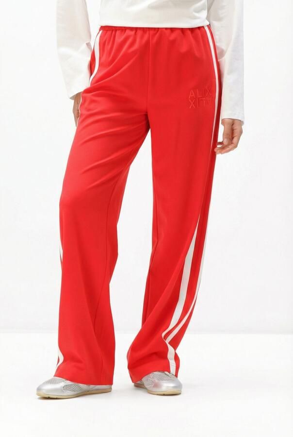 ALIX THE LABEL Dames Broeken Ladies Woven Strass Stripe Pants Rood