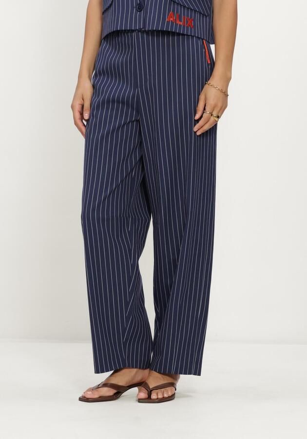 ALIX THE LABEL Dames Broeken Ladies Woven Striped Barrel Pants Donkerblauw